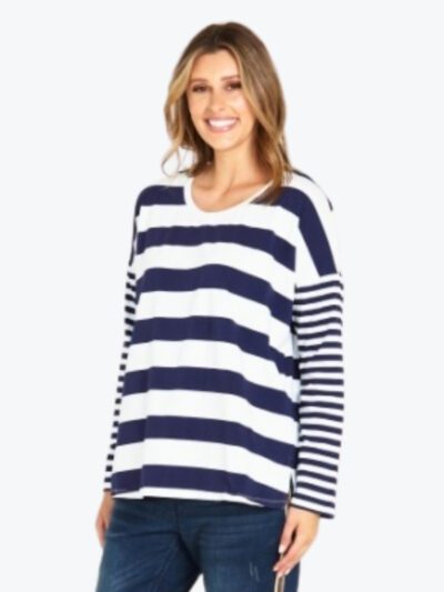 Betty basics boxy tee dark blue stripe