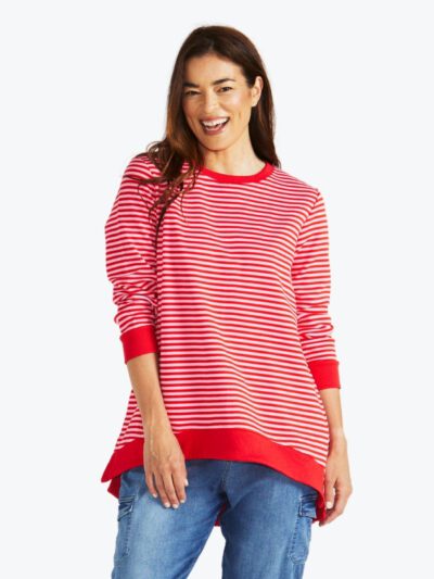 Betty Basics courtney jumper cherry red stripes sweater