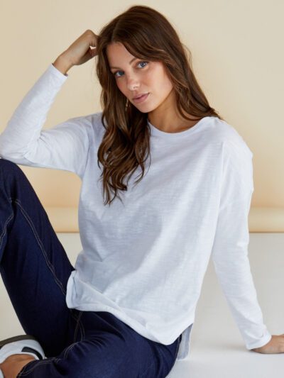 Betty Basics Jessie Long sleeve tee white