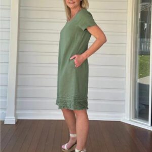 Gordon Smith Ruffle Hem Linen Dress 46000 - Image 8