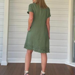Gordon Smith Ruffle Hem Linen Dress 46000 - Image 9