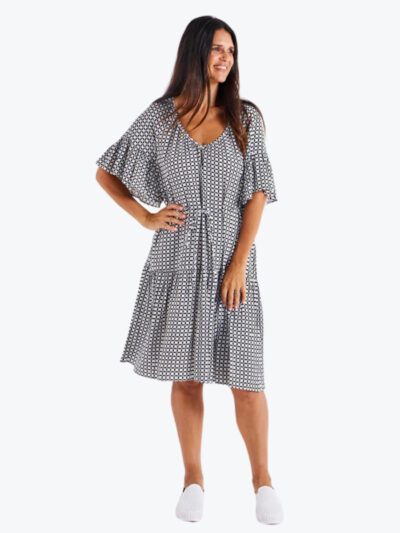 Betty basics bella dress black and white geometric print midi dress