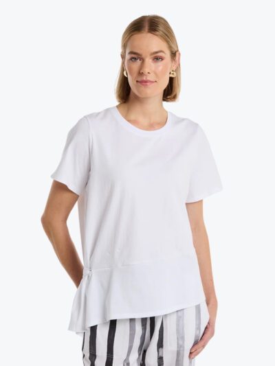 Marco Polo short sleeve draped tee white