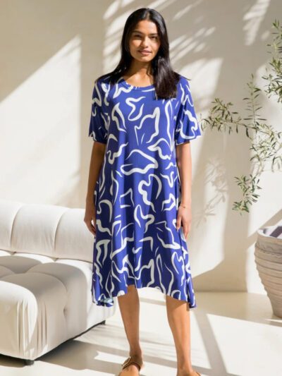 PQ Collection Kiana Dress in Seaport print curve