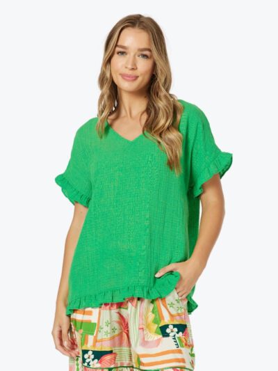 Threadz tulum v neck top emerald