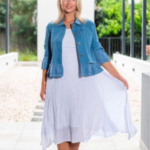 Jolie Saule Frill Denim Jacket - Image 12