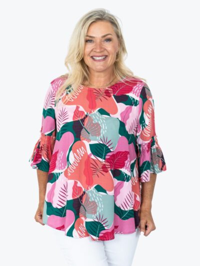 Willow Tree Leaves Top Pink Floral Sister Flair