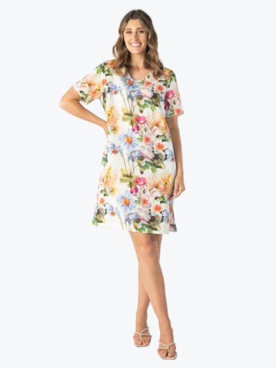 Maglia Floral Linen Dress white floral shift dress