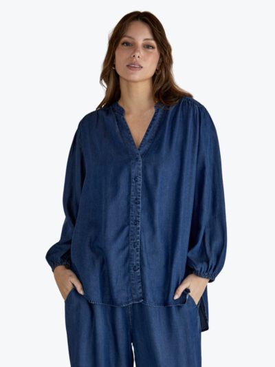 Betty Basics London Lyocell Blouse Dark Indigo