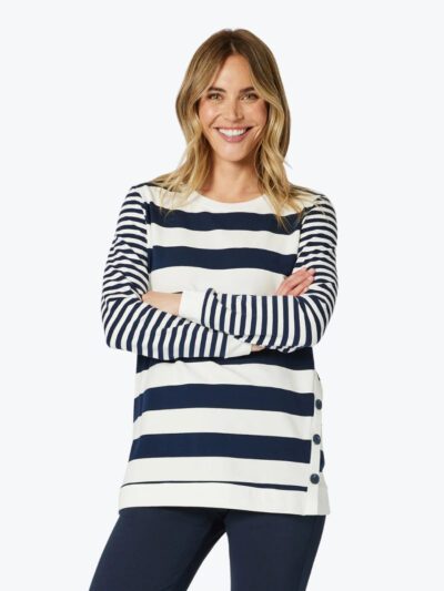 Gordon Smith Sorrento Stripe Top in navy and white