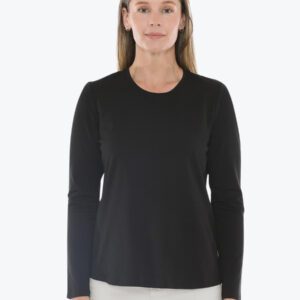 Jump Crew Neck Long Sleeve Tee in Black