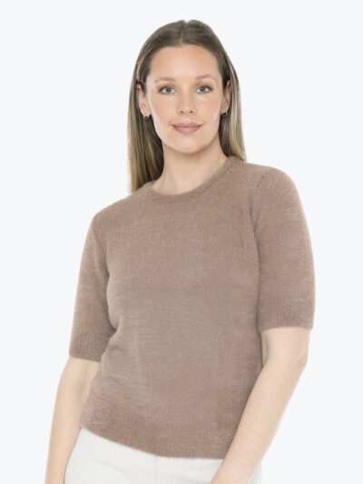Jump Fluffy Short Sleeve Top in Walnut