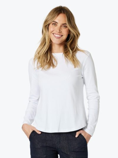 Gordon Smith Crew Neck Long Sleeve Top in White