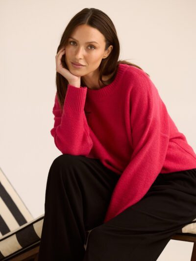 Holiday Overboard Knit in Hot Pink