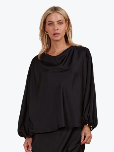Isle of Mine Maia Cowl Top in Onyx