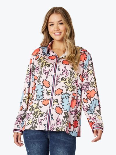 Threadz Maddox Floral Shirt in Pink Multi