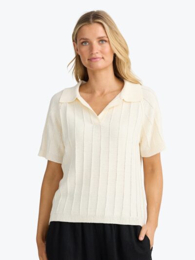 The Shanty Corporation Emmi Knit Tee in Off White