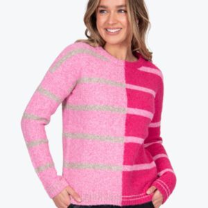 Bella Striped Colour Block Pullover in Pink