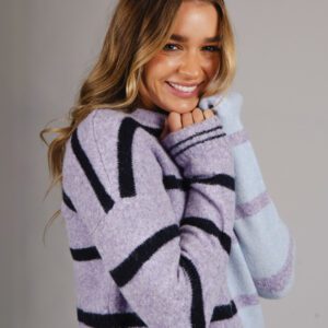 Bella Striped Colour Block Pullover in Purple