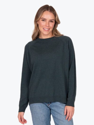 Fields Rib Trim Pullover in Pine