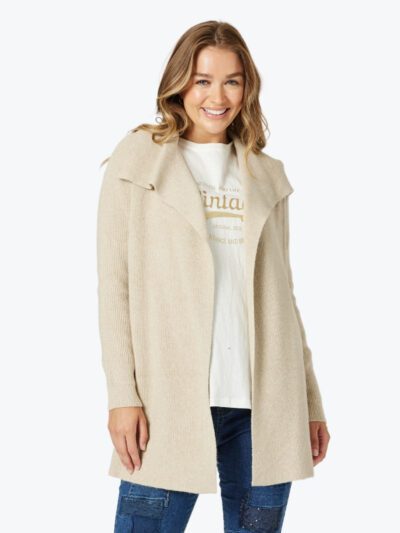 Threadz Ava Rib Cardigan in Natural