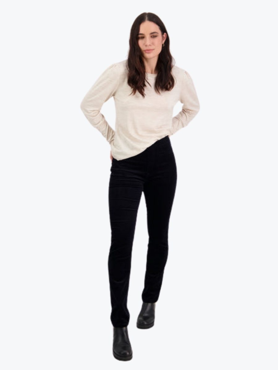Vassalli Slim Leg Full Length Cord Pull On Pant in Midnight