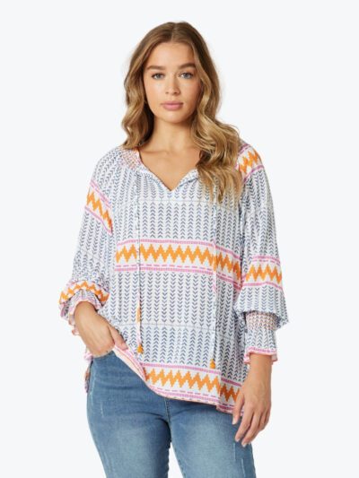 Threadz Geo Top in Indigo Multi