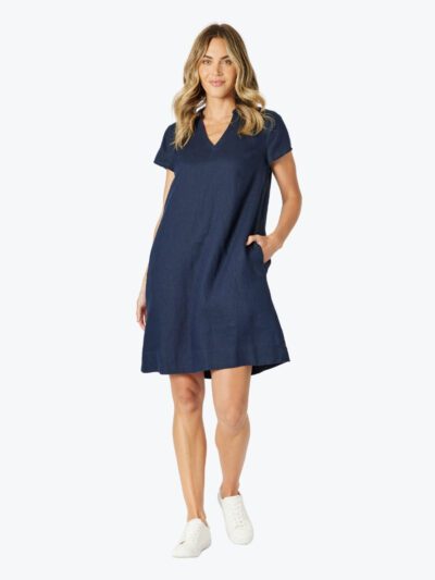 Gordon Smith Delta Lino Dress in Navy