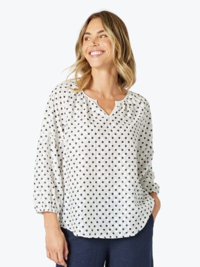 Gordon Smith Get Dotty Embroidered Top in Navy/White