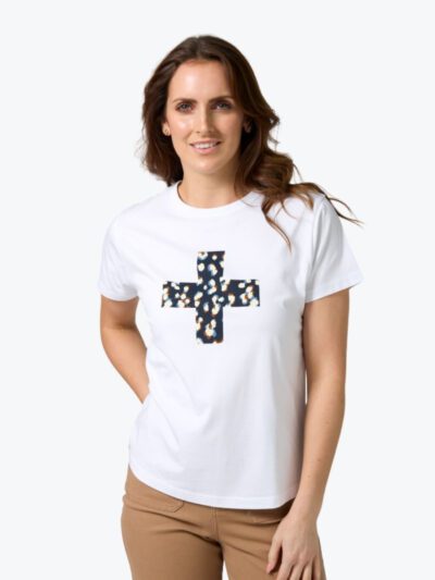 Stella + Gemma Ace Tee in White Leopard Cross