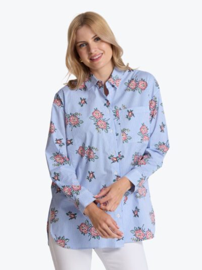 Stella + Gemma Estella Shirt in Blue Floral Stripe