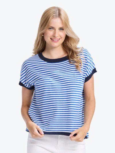 Stella + Gemma Laneway Top in Cobalt Stripe