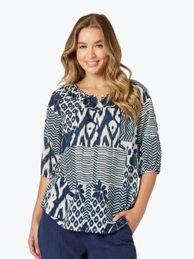 Threadz Calabasas Top in Navy/White