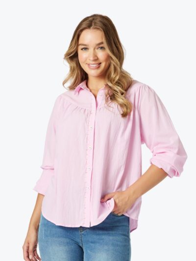 Threadz Crayon Stitch Shirt in Pink
