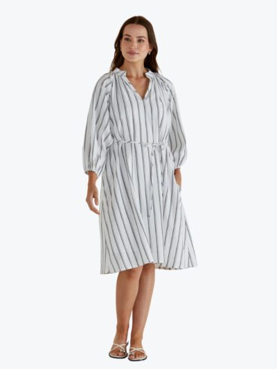 Betty Basics Jenna Dress in Black/White Stripe