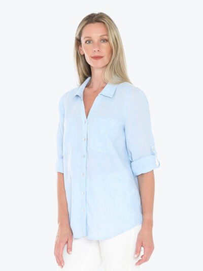 Jump Two Pocket Long Sleeve Shirt in Ice Blue