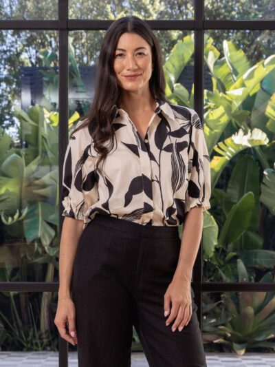 Jump Vine Print Shirt in Ecru/Black