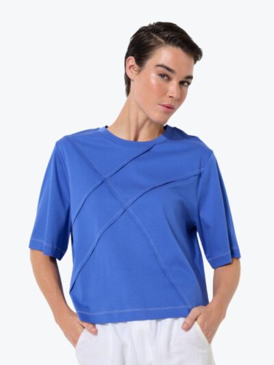 Marco Polo Pinstitch Tee in Blue Mist