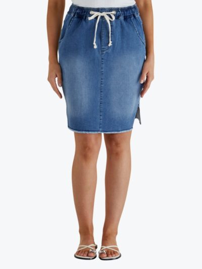 Betty Basics Augie Denim Skirt in Denim Blue