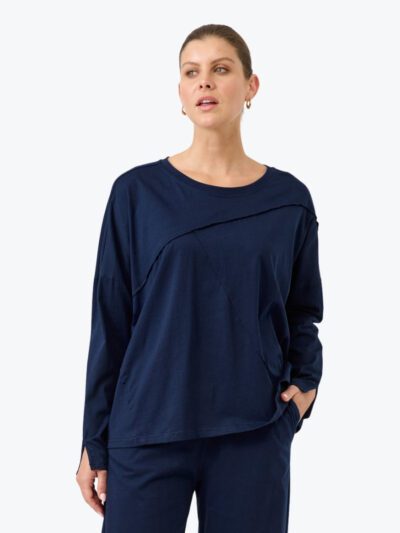 Eb&Ive Studio Traveller Long Sleeve Tshirt in Indigo