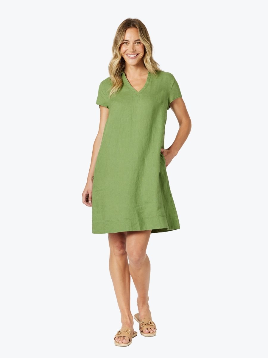 Gordon Smith Bravo Linen Dress in Basil