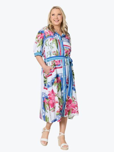 Gordon Smith Monaco Midi Shirt Dress in Sardinia Blue