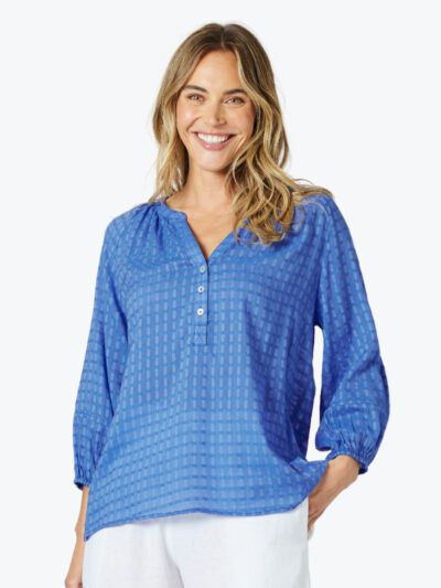 Gordon Smith Mykonos Check Shirt in Sardinia Blue