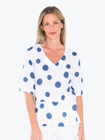 Jump Scratch Spot Top in White/Nightsky