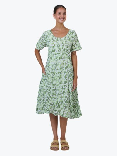 Namastai Crinkle Cotton Empire Dress in Code Meadow
